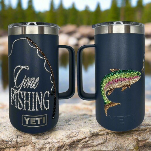 Lets Go Fishing Rambler® 24 oz Mug WITH MAGSLIDER™ LID