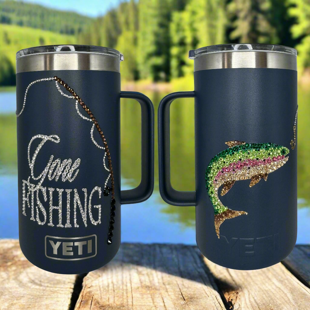 Lets Go Fishing Rambler® 24 oz Mug WITH MAGSLIDER™ LID