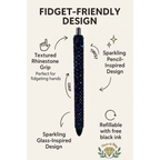 Rainbow Black – Custom Solid Color Glass Rhinestone Pen Refillable & Fidget-Friendly