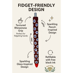 Miss America – Red, White & Blue Floral Glass Rhinestone Pen Refillable & Fidget-Friendly