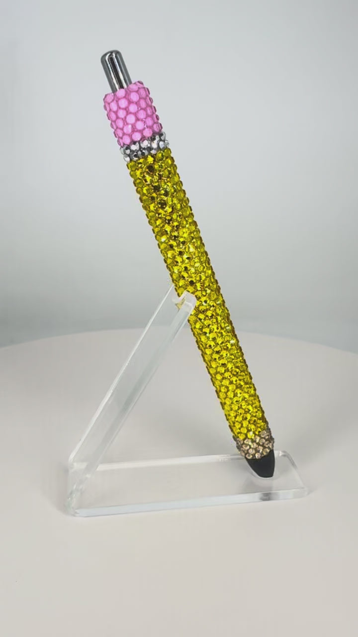 The Pencil Pen – Custom Rhinestone Pen Fidget-Friendly & Refillable